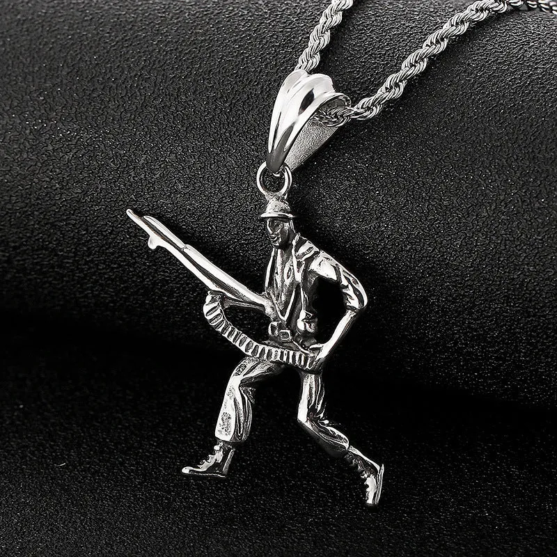 Personalized Men's Titanium Steel Sports Character Pendant - European Style Fitness Necklace