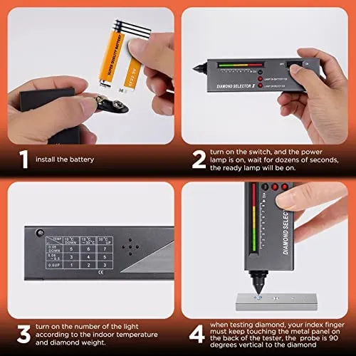 Professional Diamond Selector II, Gold Testing Pen Portable Electronic Gemstone Tester Tool for Agate Ruby Jade