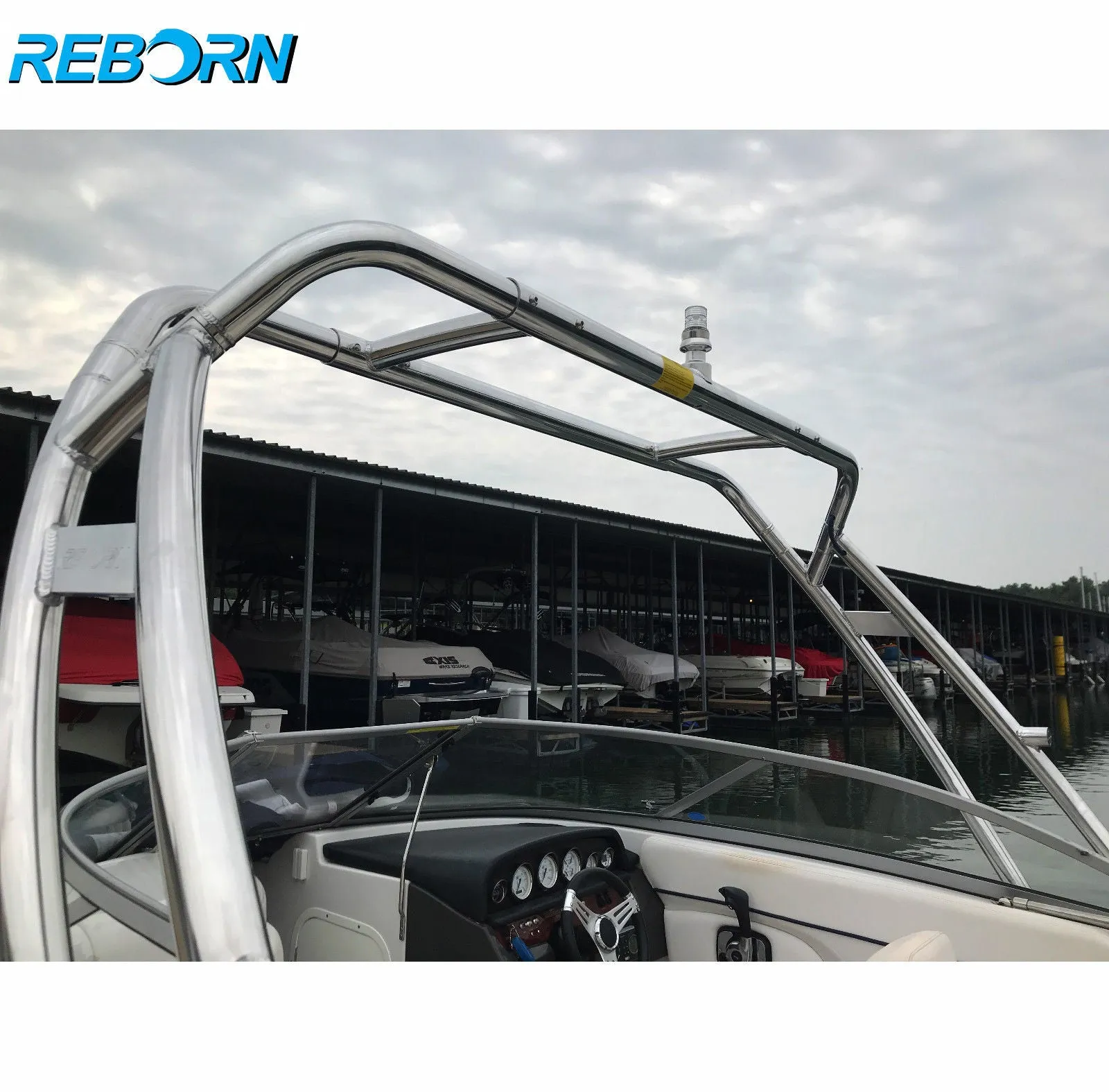 Reborn Launch Boat Wakeboard Tower Polished Plus Pro3 Foldable Tower