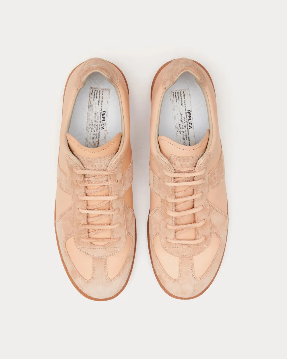 Replica Natural Vegetable Leather Beige Low Top Sneakers