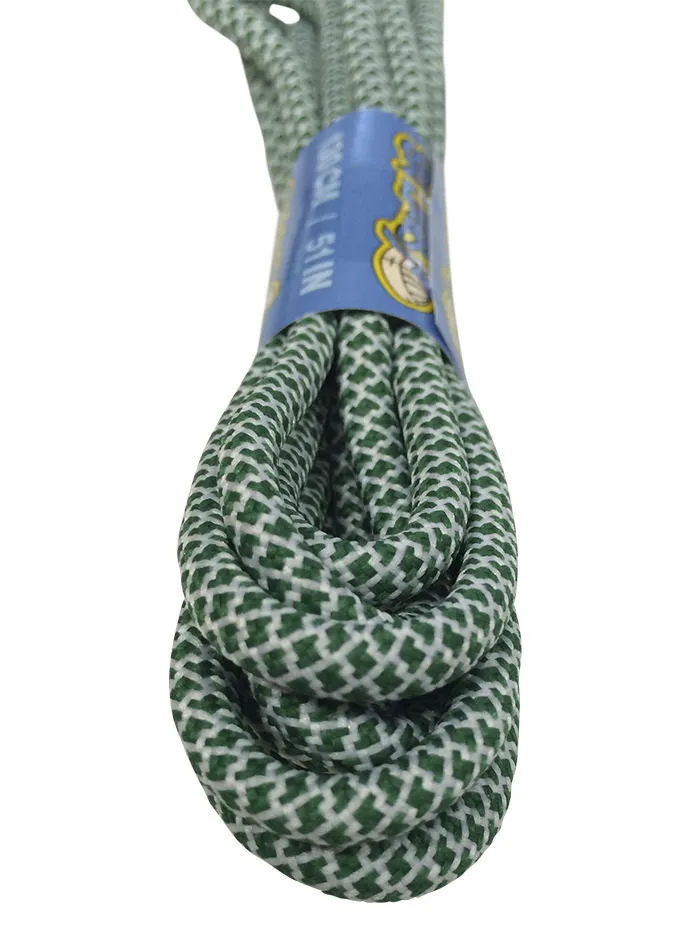 Rope Style Round Green White Laces - 5mm wide