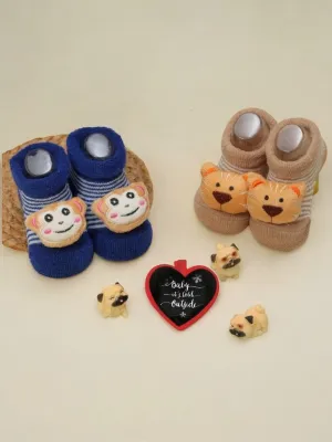 Tiger and Monkey Stuffed Toy Socks Set