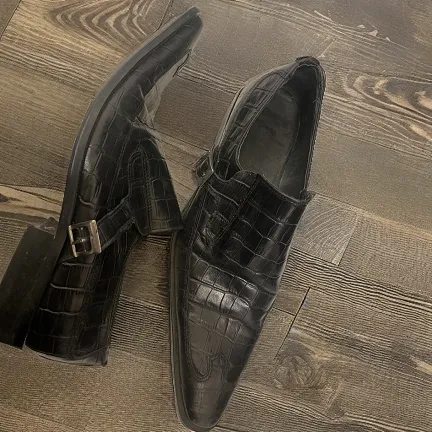 Vintage men black leather italian shoe size 41