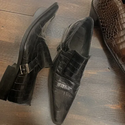 Vintage men black leather italian shoe size 41