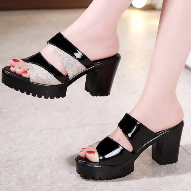 Women Comfortable Flashy Heels